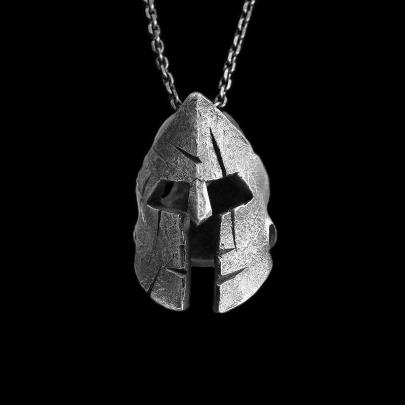 Spartan Helmet Pendant for Men - 925 Silver Warrior Necklace - Image 2