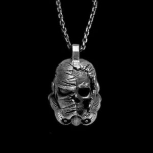 Dark Trooper Skull Helmet Pendant - 925 Silver Pendant Necklace for Men