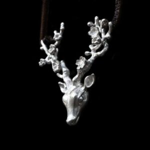 Deer Head Christmas Deer - 925 Silver Pendant Necklace for Men