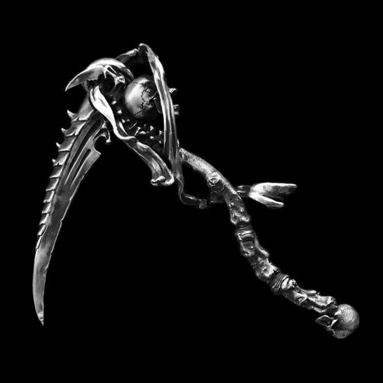 Reapers Scythe Skull Scythe - 925 Silver Pendant Necklace for Men - Image 2