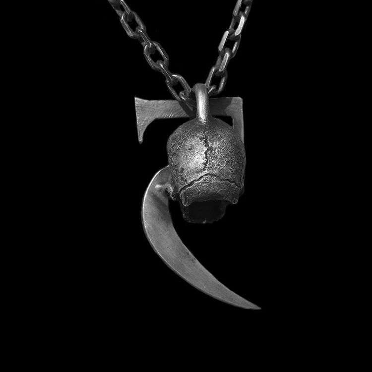 Death Comes 5 Skull Scythe - 925 Silver Pendant Necklace for Men - Image 4