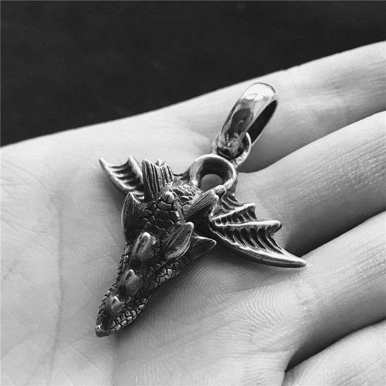 Flood Dragon Loong Pendant for Men - 925 Silver Dragon Necklace - Image 4