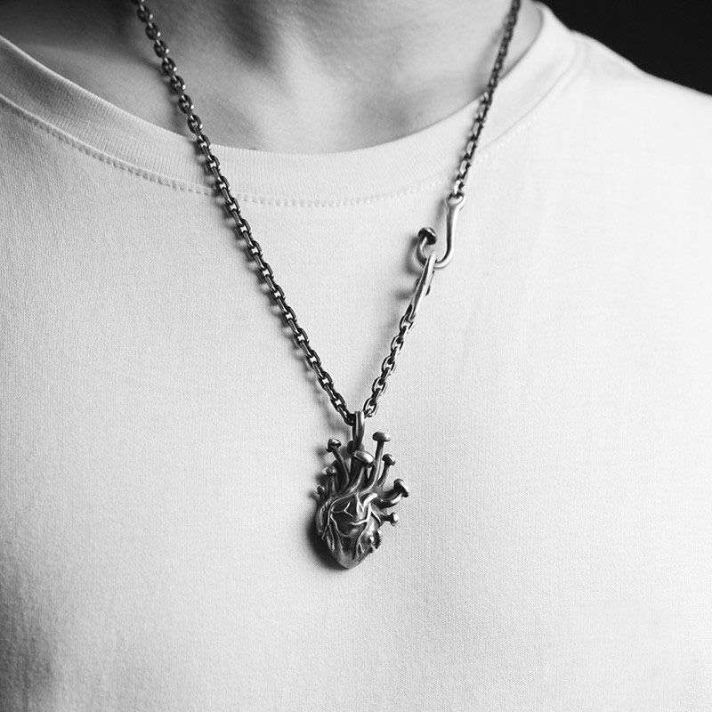 Heart of Growth Pendant for Men - 925 Silver Heart Necklace - Image 4