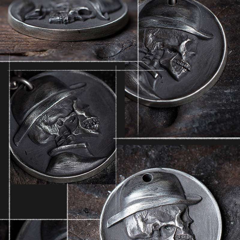 Skull Sir Coin Skull Coin - 925 Silver Pendant Necklace for Men - Image 4