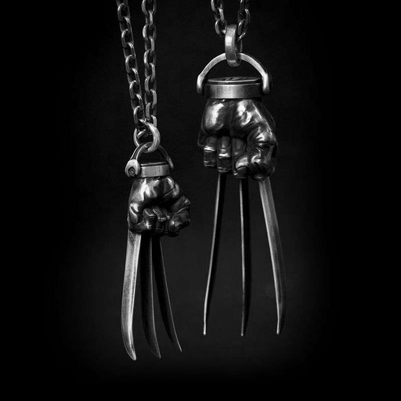 Claw Fighter Pendant for Men - 925 Silver Weapon Necklace - Image 3