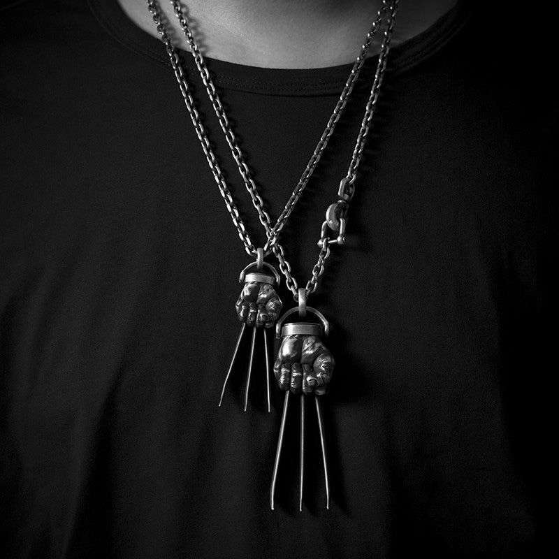 Claw Fighter Pendant for Men - 925 Silver Weapon Necklace - Image 4