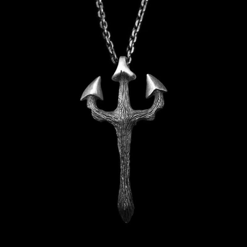 Trident Necklace – 925 Sterling Silver Men’s Pendant - MENSSKULL 925 silver jewelry