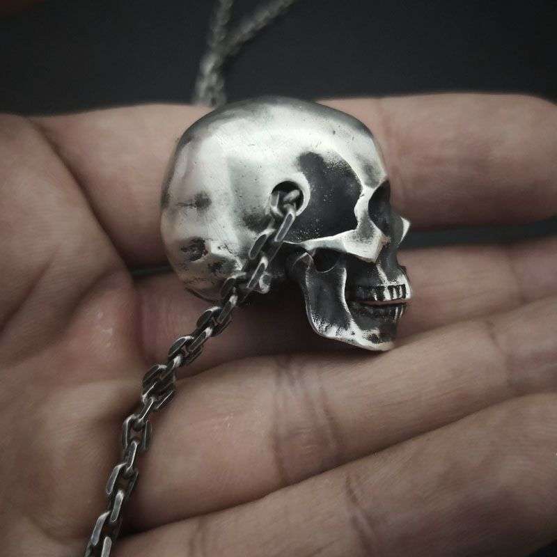 Handmade Skull Necklace - 925 Silver Necklace for Men - Image 4