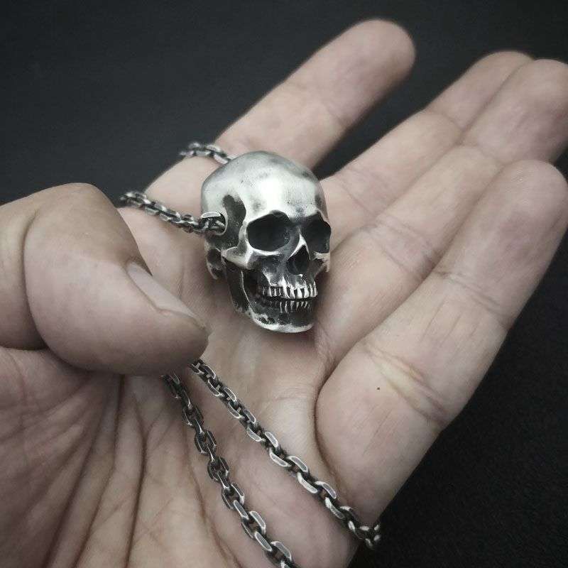 Handmade Skull Necklace - 925 Silver Necklace for Men - Image 7