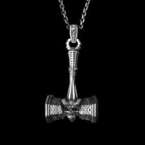 Devil Hammer Skull Pendant - 925 Silver Pendant Necklace for Men