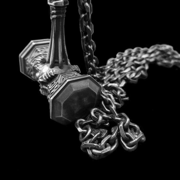 Devil Hammer Skull Pendant - 925 Silver Gothic Necklace - Image 4