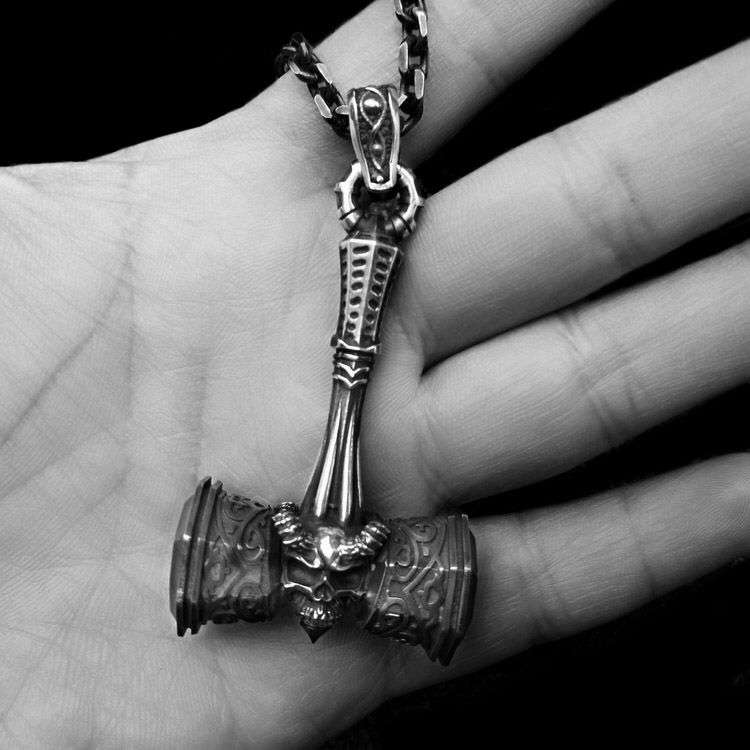 Devil Hammer Skull Pendant - 925 Silver Gothic Necklace - Image 5