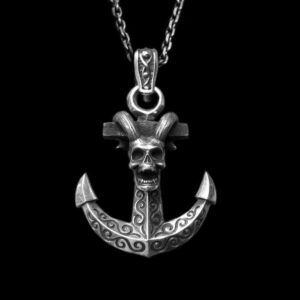 Anchor Skull Pendant - 925 Silver Pendant Necklace for Men