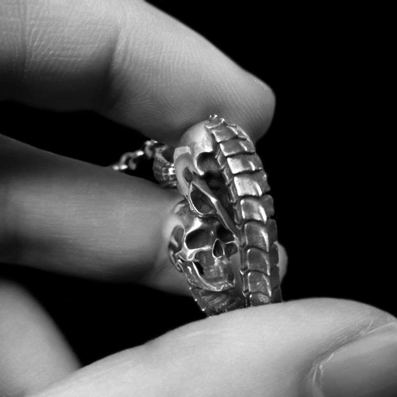Gothic Skull Pendant for Men - 925 Silver Till Death Necklace - Image 3