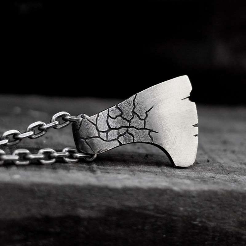 War Axe Pendant - 925 Silver Viking Axe Necklace for Men - Image 2