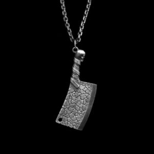 Skull Kitchen Knife War Damage Kitchen Knife - 925 Silver Pendant Necklace for Men