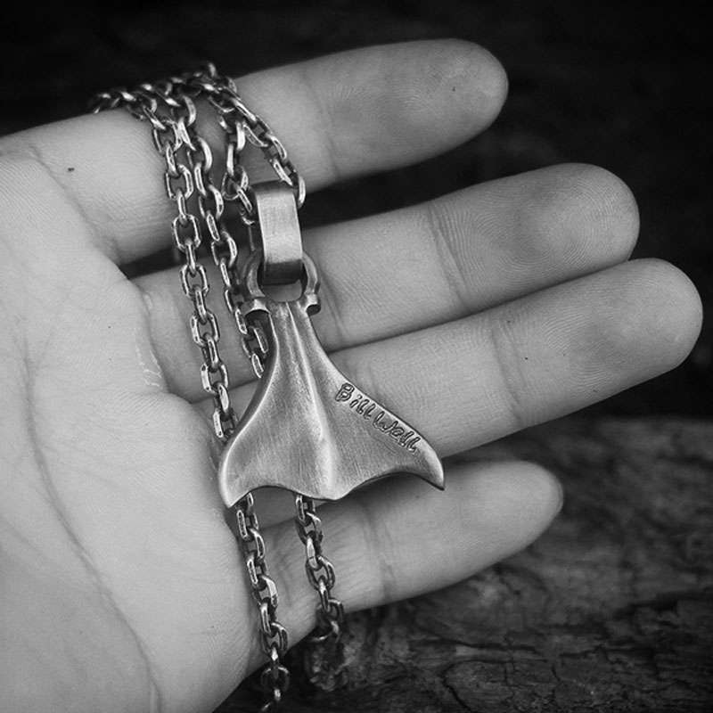 The Tail of Whale Sea God Whale Tail - 925 Silver Pendant Necklace for Men - Image 4