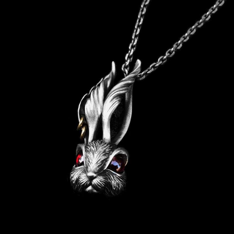 Crystal Rabbit Pendant - 925 Silver Pendant Necklace for Men - Image 2