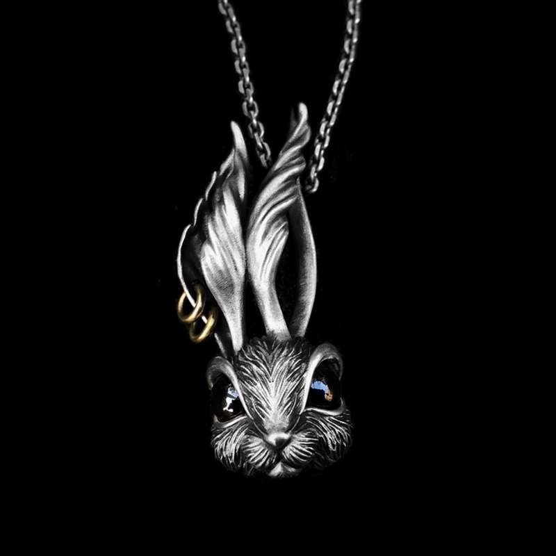Crystal Rabbit Pendant - 925 Silver Pendant Necklace for Men - Image 3