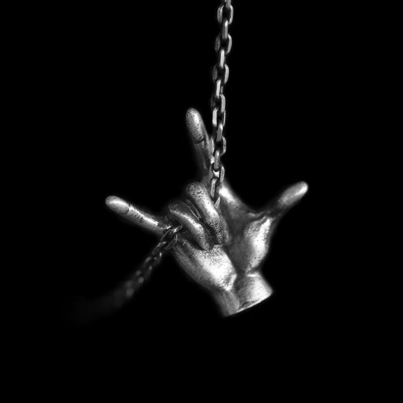 I Love You Gesture Pendant for Men - 925 Silver Necklace - Image 2