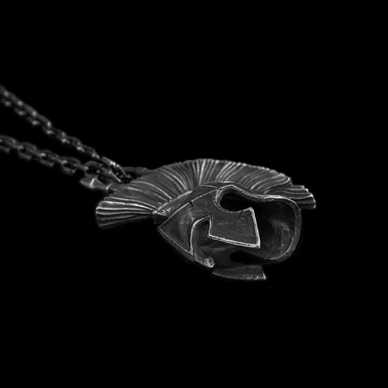 Spartan War Helmet Pendant for Men - 925 Silver Warrior Necklace - Image 4