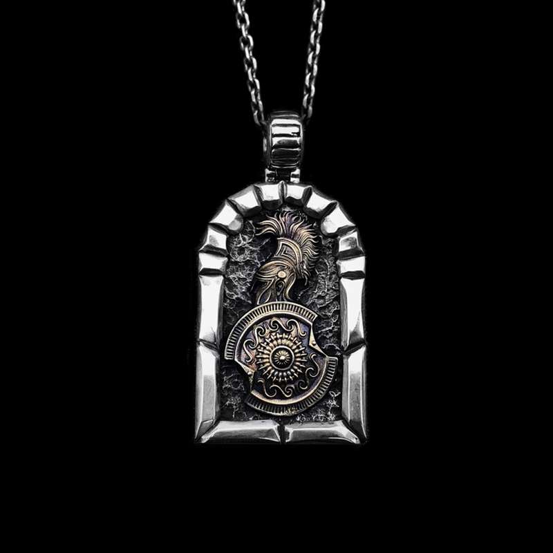 Spartan Warrior Pendant for Men – 925 Silver Greek Warrior Necklace - MENSSKULL 925 silver jewelry