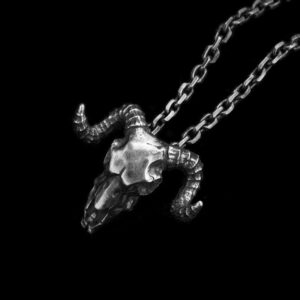 Sheep Head Skull Devil Horns - 925 Silver Pendant Necklace for Men