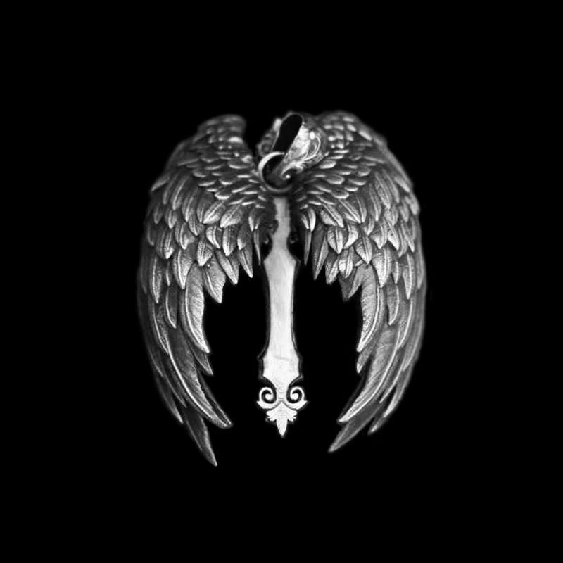 Guardian Wings Cross Pendant for Men - 925 Silver Necklace - Image 3