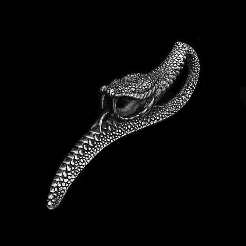 Snake Viper Cobra - 925 Silver Pendant Necklace for Men - Image 2