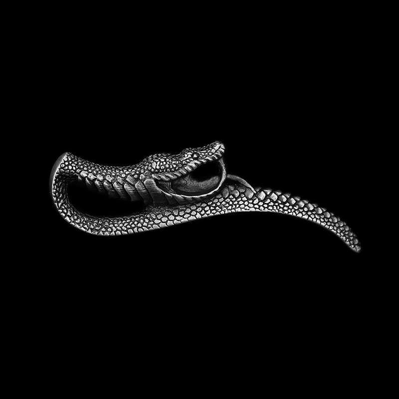 Snake Viper Cobra - 925 Silver Pendant Necklace for Men - Image 3