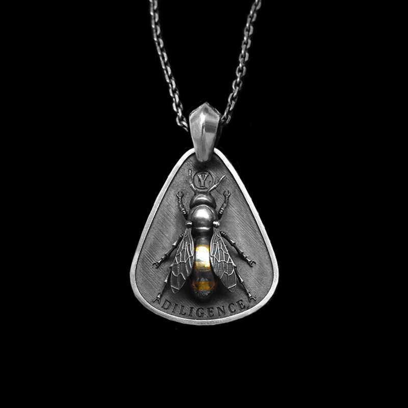 Bee Honeybee – 925 Silver Pendant Necklace for Men - MENSSKULL 925 silver jewelry