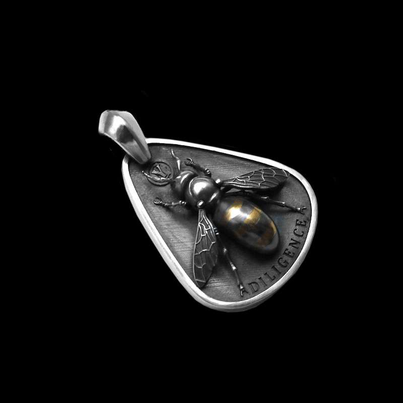 Bee Honeybee - 925 Silver Pendant Necklace for Men - Image 3