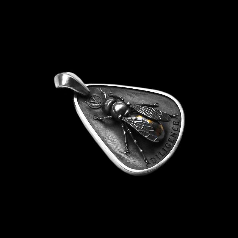 Bee Honeybee - 925 Silver Pendant Necklace for Men - Image 2