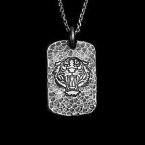 Tiger Head Crater Pendant - 999 Silver Pendant Necklace for Men