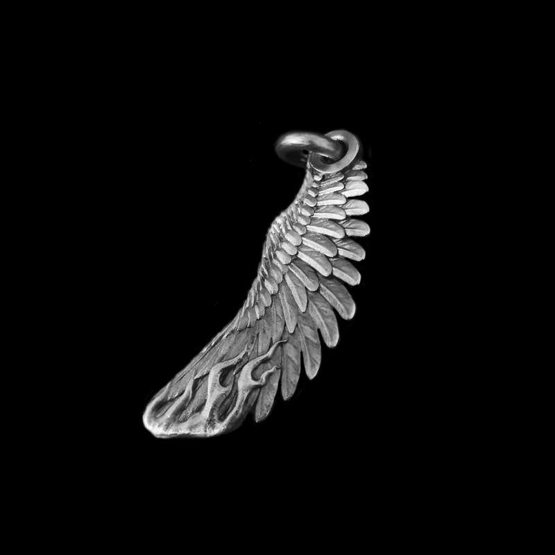 Flame Wings Hell Fire - 925 Silver Pendant Necklace for Men - Image 3