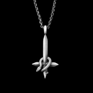 Snake Cross Reverse Cross - 925 Silver Pendant Necklace for Men