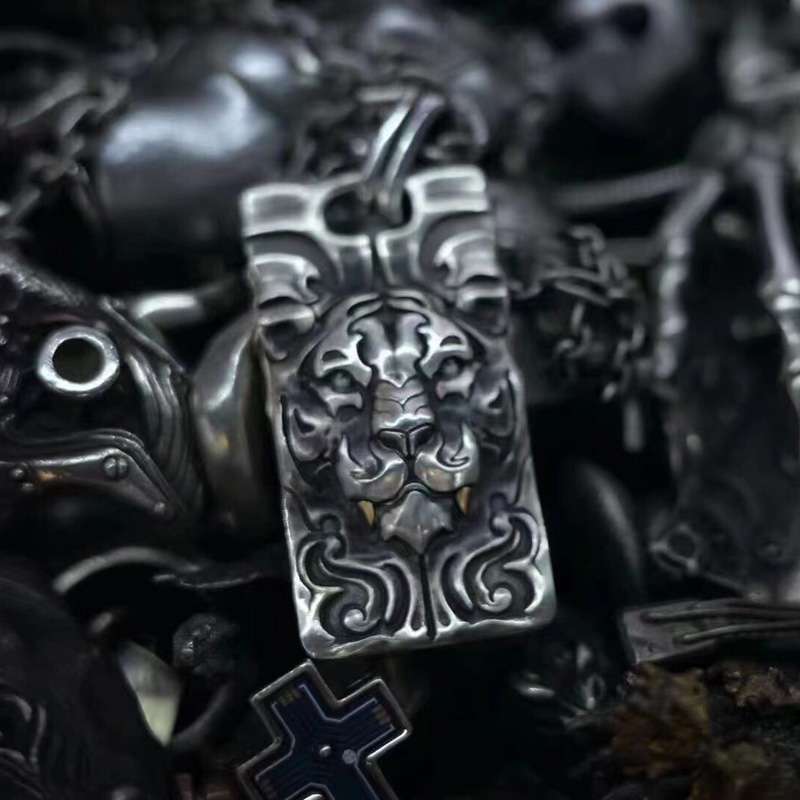 Tiger Head Pendant for Men - 925 Silver Tiger Necklace - Image 5