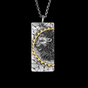 925 sterling silver lion pendant necklace for men