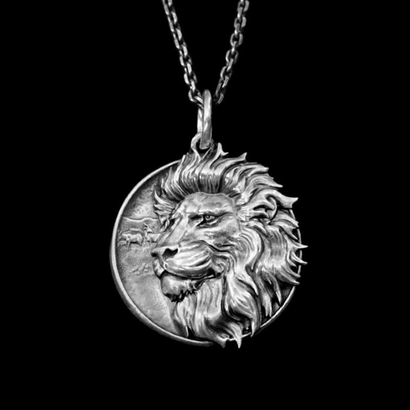 Lion Pendant Grassland Overlord lion king 925 Silver Lion necklace - MENSSKULL 925 silver jewelry