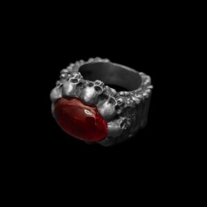 Skull Ruby Ring in 925 Sterling Silver | MENSSKULL