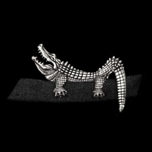 925 silver crocodile brooch for men