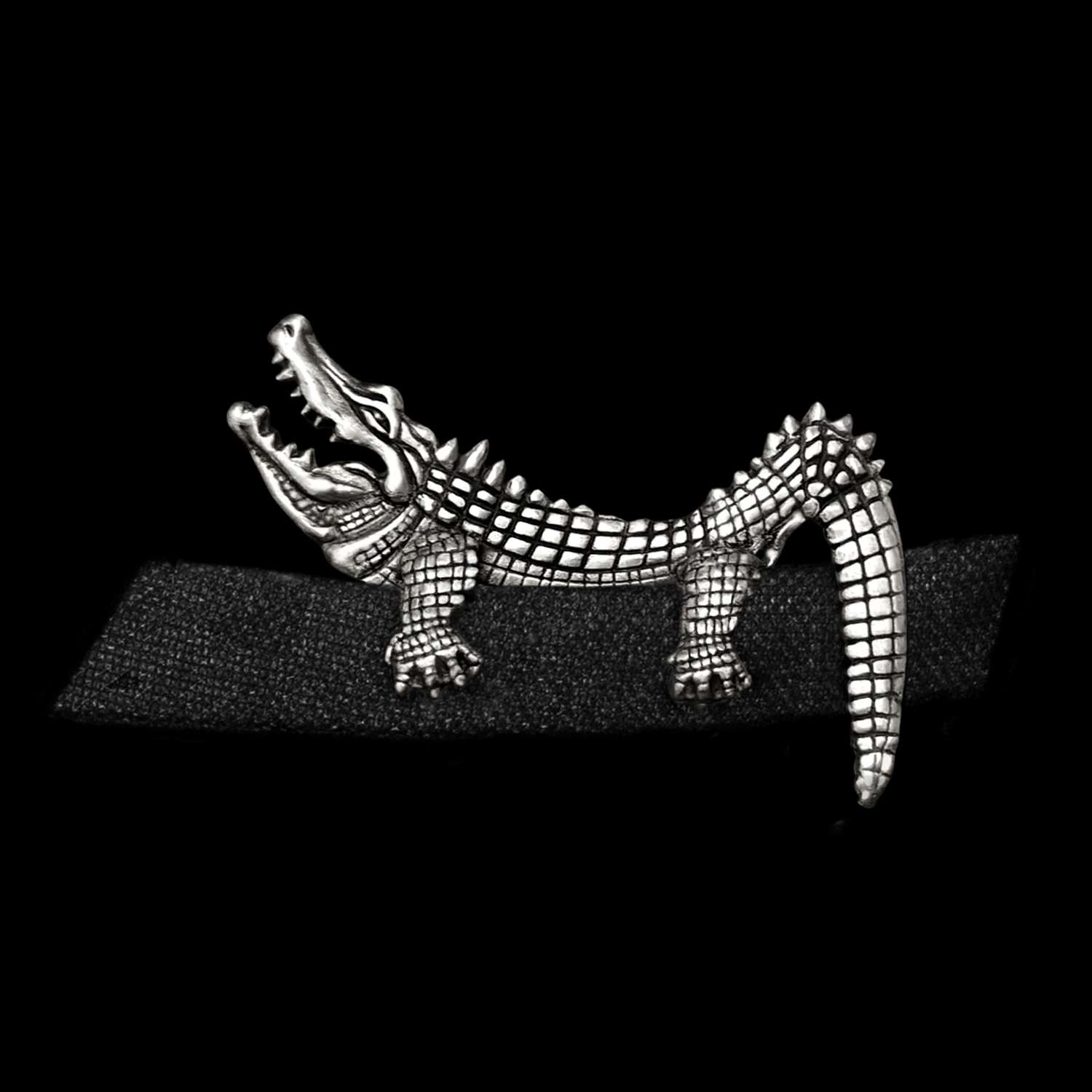 925 silver crocodile brooch for men