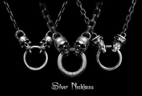 Skull necklaces and pendants for men in sterling silver