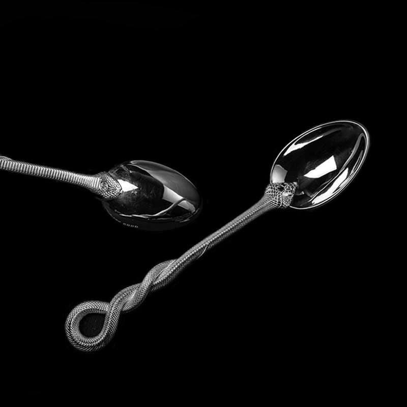 Silver Spoon Sterling silver snake swallowing egg coffee spoon - Image 5