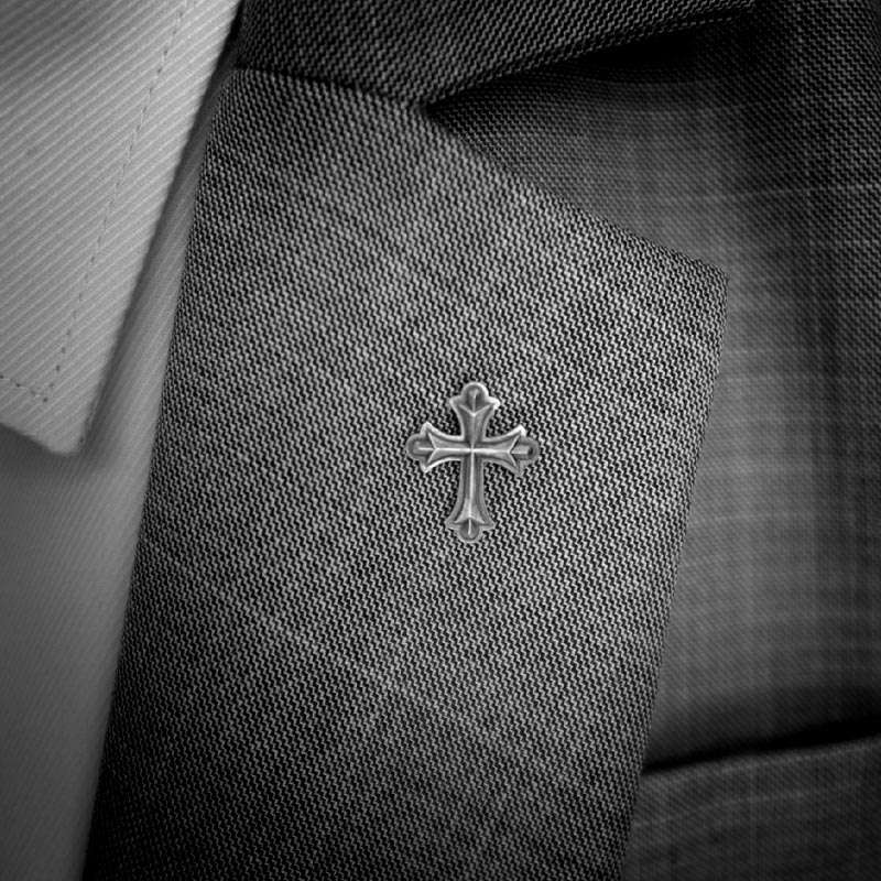 Cross Brooch for Men - 925 Silver Gothic Cross Lapel Pin - Image 2