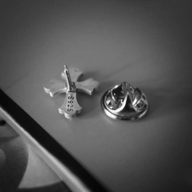 Cross Brooch for Men - 925 Silver Gothic Cross Lapel Pin - Image 3