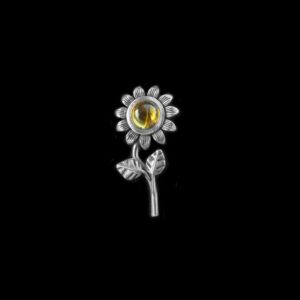 Sunflower Brooch - 925 Silver Floral Lapel Pin