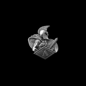 Spartan Warrior Brooch - 925 Silver Helmet Lapel Pin