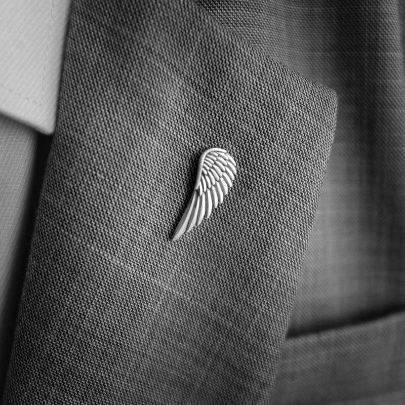 Wings Brooch for Men - 925 Silver Wing Lapel Pin - Image 2