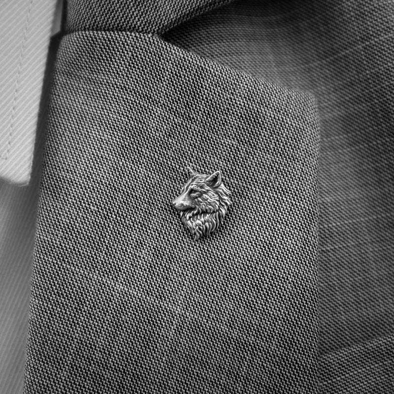 Wolf King Brooch - 925 Silver Animal Collar Pin - Image 2